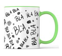 Tasse avec inscription en allemand Bla Bla Bla Meeting Bureau Collègues Team Réunion - Cadeau amusant - Tasse à café comme idée cadeau - Tasse à café 330 ml - Blanc/vert