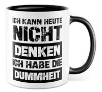 Tasse avec inscription en allemand - Cadeau « Ich kann heute nicht denken » - Ich habe die Stummheit - Tasse à café 330 ml en céramique - Sarcasme Ironie drôle collègue idée cadeau tasse à