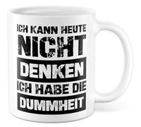 Tasse avec inscription en allemand - Cadeau « Ich kann heute nicht denken » - Ich habe die Stummheit - Tasse à café 330 ml en céramique - Sarcasme Ironie drôle collègue idée cadeau tasse à