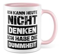 Tasse avec inscription en allemand - Cadeau « Ich kann heute nicht denken » - Ich habe die Stummheit - Tasse à café 330 ml en céramique - Sarcasme Ironie drôle collègue idée cadeau tasse à