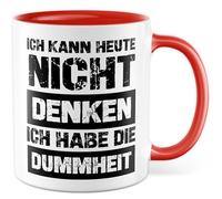 Tasse avec inscription en allemand - Cadeau « Ich kann heute nicht denken » - Ich habe die Stummheit - Tasse à café 330 ml en céramique - Sarcasme Ironie drôle collègue idée cadeau tasse à