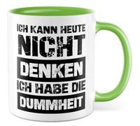 Tasse avec inscription en allemand - Cadeau « Ich kann heute nicht denken » - Ich habe die Stummheit - Tasse à café 330 ml en céramique - Sarcasme Ironie drôle collègue idée cadeau tasse à