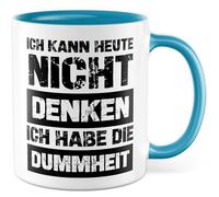 Tasse avec inscription en allemand - Cadeau « Ich kann heute nicht denken » - Ich habe die Stummheit - Tasse à café 330 ml en céramique - Sarcasme Ironie drôle collègue idée cadeau tasse à