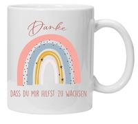 Tasse avec inscription en allemand « Danke, dass du mir hilfst zu wachsen, tasse Schulkind, Einschulung - Geschenke - Regenbogen - Geschenk für Erstküller - Schule - Grundschule - Geschenkidee -