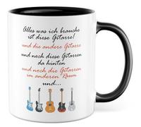 Tasse avec inscription en allemand « Geschenk Alles was ich brauche ist diese Gitarre » - Tasse à café en céramique - 330 ml - Pour professeur de guitare, cours de guitare, blagues - Tasse à café pour