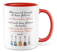 Tasse avec inscription en allemand « Geschenk Alles was ich brauche ist diese Gitarre » - Tasse à café en céramique - 330 ml - Pour professeur de guitare, cours de guitare, blagues - Tasse à café pour