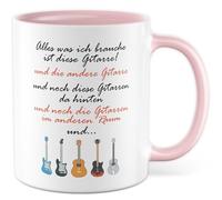 Tasse avec inscription en allemand « Geschenk Alles was ich brauche ist diese Gitarre » - Tasse à café en céramique - 330 ml - Pour professeur de guitare, cours de guitare, blagues - Tasse à café pour
