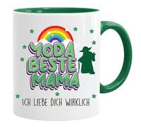 Tasse avec inscription en allemand « Yoda beste Mama ». Je t'aime vraiment. Tasse Yoda, Baby Yoda, tasse de bureau, tasse à café amusante, tasse maman, tasse en faïence, tasse maman 2023, tasse maman