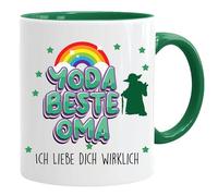 Tasse avec inscription en allemand « Yoda beste Oma. Ich liebe dich wirklich » Yoda, Baby Yoda, tasse de bureau, tasse à café amusante, tasse grand-mère, tasse en faïence, tasse grand-mère 2023, tasse