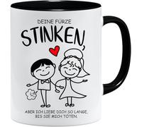 Tasse avec inscription et boîte cadeau | Vos pets Stinken - Meilleures tasses à café pour lui - Cadeaux amusants pour homme - Tasse de bureau - Tasse à café lavable au lave-vaisselle (noir)