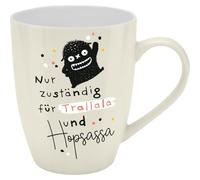 Tasse avec motif imprimé « Nur zuständig für Trallala und Hopsassa », avec banderole