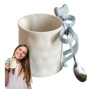Tasse avec nœud - Tasse à poignée en ruban, récipient à café en céramique, charmant cadeau | Design élégant sculpté avec nœud - Corps de rétention de la chaleur lisse émaillé pour amis, famille