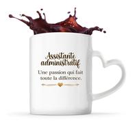 Tasse avec Poignée en Forme de Cœur Assistante administratif métier