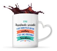 Tasse avec Poignée en Forme de Cœur Assistante sociale métier vocation Mug