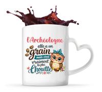 Tasse avec Poignée en Forme de Cœur l'Archéologue Chouette Grain Mug
