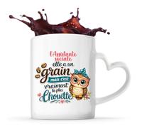 Tasse avec Poignée en Forme de Cœur l'Assistante sociale Chouette Grain