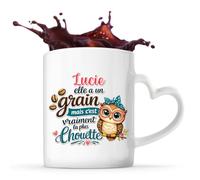 Tasse avec Poignée en Forme de Cœur Lucie Chouette Grain Mug pour Femme