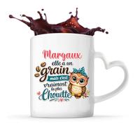 Tasse avec Poignée en Forme de Cœur Margaux Chouette Grain Mug pour Femme