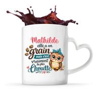 Tasse avec Poignée en Forme de Cœur Mathilde Chouette Grain Mug pour Femme