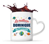 Tasse avec Poignée en Forme de Cœur Meilleure Dominique de l'univers Mug