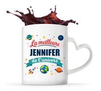 Tasse avec Poignée en Forme de Cœur Meilleure Jennifer de l'univers Mug