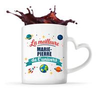 Tasse avec Poignée en Forme de Cœur Meilleure Marie-Pierre de l'univers
