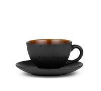 Tasse avec soucoupe GASTRO en grès Noir/Ambre Bitz