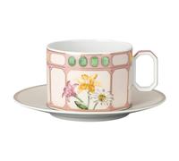 Tasse avec soucoupe Idyllia, Porcelaine, Motif imprimé cristal, bouquet, Multicolore OS