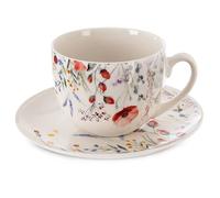Tasse avec soucoupe - ORION - Maki - Porcelaine - 260 ml - Blanc