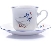 Tasse avec soucoupe, porcelaine tchèque, 200 ml, oie, Leander