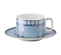 Tasse avec soucoupe Signum, Porcelaine, Bleue OS