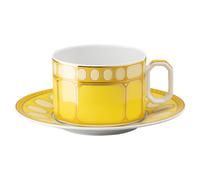 Tasse avec soucoupe Signum, Porcelaine, Jaune OS