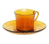 Tasse avec sous-tasse - Duralex - Lys Ambre - 18 cl - Verre - Orange