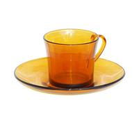 Tasse avec sous-tasse - Duralex - Lys Ambre - 18 cl - Verre - Orange