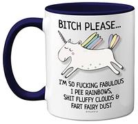 Tasse Bitch Please I'm So Fabulous Unicorn de 325 ml en céramique avec poignée bleu marine, cadeaux amusants pour femme, cadeau d'anniversaire, service à thé pour adultes, cadeau licorne, Noël, pour
