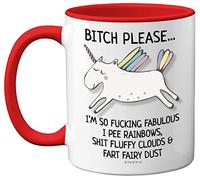 Tasse Bitch Please I'm So Fabulous Unicorn de 325 ml en céramique avec poignée rouge, cadeaux amusants pour femme, cadeau d'anniversaire, service à thé pour adultes, cadeau licorne, Noël, pour votre