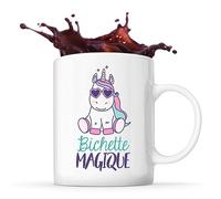 Tasse Blanche Bichette Magique Licorne | Idée Mug Cadeau Humour Collègue famille Femme Anniversaire Noël
