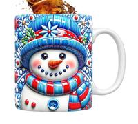 Tasse Bonhomme de Neige - Mugs Céramiques pour les Fêtes - Mug 3D Bonhomme de Neige 35cl avec Anse pour Thé Chocolat Cadeau
