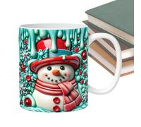 Tasse Bonhomme de Neige, Tasses à Café Céramique de Noël, Vaisselle Boisson Design 3D avec Anse pour Chocolat Thé Cadeau Fêtes