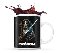 Tasse Bouvier Bernois dog avec sabre laser Prénom Nom Personnalisable | Mug Café Thé Idée Cadeau Personnalisé Homme Femme Original pour propriétaire de chien