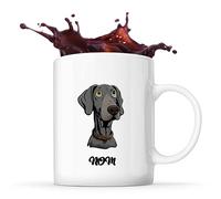 Tasse Braque de Weimar style Cartoon Prénom Nom Personnalisable | Mug Café Thé Idée Cadeau Personnalisé Homme Femme Original pour propriétaire de chien