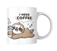 Tasse cadeau amusante paresseux, tasse à café mignonne avec inscription en allemand « Relaxation & Chill Animal » - Jolie idée de cadeau pour les collègues (I need coffee)