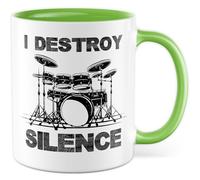 Tasse cadeau batteur I Destroy Silence, idée cadeau batteur, amateur de batterie, tasse à café