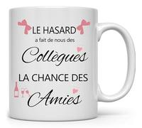 Tasse Cadeau Collègue,Tasse D'humour Avec Motif Noeud Rose Collègue"Le Hasard A Fait De Nous Des Collègues,La Chance Des Amies"Tasse à Café