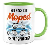 Tasse cadeau cyclomoteur avec inscription « Nur noch ein Moped ich versprechs, Geschenkidee Mopedfahrer Zweitakter » pour les amateurs de cyclomoteurs, tasse à café, tasse humoristique