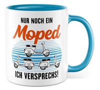 Tasse cadeau cyclomoteur avec inscription « Nur noch ein Moped ich versprechs, Geschenkidee Mopedfahrer Zweitakter » pour les amateurs de cyclomoteurs, tasse à café, tasse humoristique