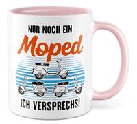 Tasse cadeau cyclomoteur avec inscription « Nur noch ein Moped ich versprechs, Geschenkidee Mopedfahrer Zweitakter » pour les amateurs de cyclomoteurs, tasse à café, tasse humoristique