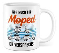 Tasse cadeau cyclomoteur avec inscription « Nur noch ein Moped ich versprechs, Geschenkidee Mopedfahrer Zweitakter » pour les amateurs de cyclomoteurs, tasse à café, tasse humoristique