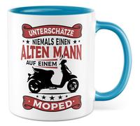 Tasse cadeau cyclomoteur ne jamais sous-estimer un vieil homme sur un cyclomoteur, idée cadeau collègue, père, ami, grand-père, amateur de cyclomoteur, tasse à café