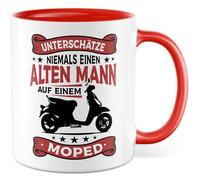 Tasse cadeau cyclomoteur ne jamais sous-estimer un vieil homme sur un cyclomoteur, idée cadeau collègue, père, ami, grand-père, amateur de cyclomoteur, tasse à café